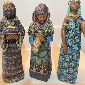 3 Enesco Mahogany Miracle King Figurines Nativity Collection Paraston